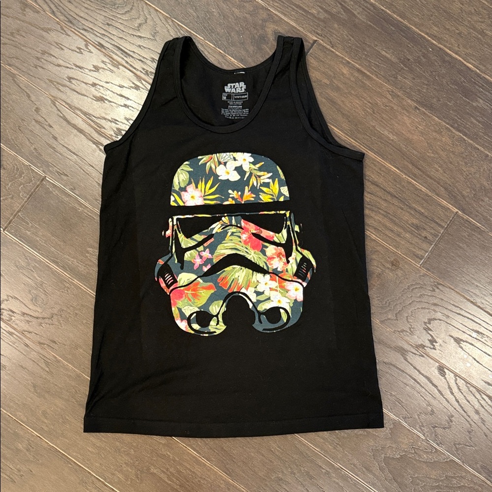 Star Wars Black Tank Top with Floral Stormtrooper